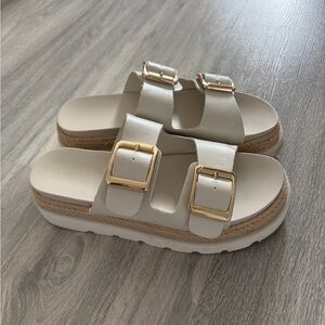 Steve Madden White Platform Sandals